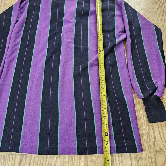 VTG Canterbury of New Zealand Rugby Shirt Mens 40 M Cotton Long Purple Striped - Picture 5 of 7